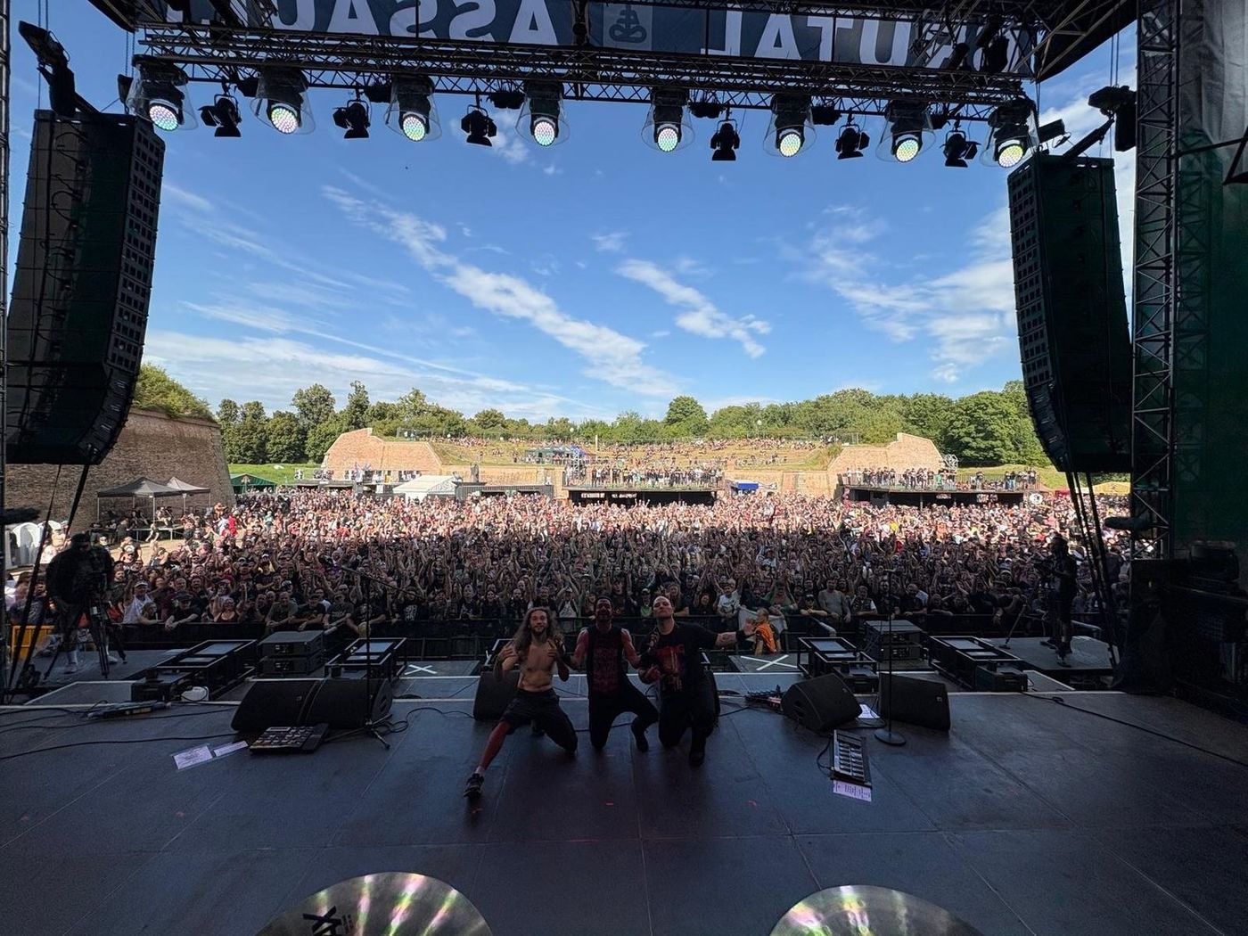 The crowd at Brutal Assault seen from the stage during a Prong set