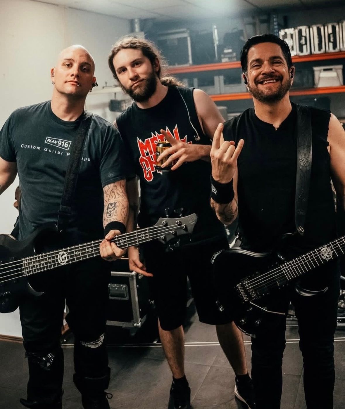Prong backstage: Dean, Tyler and Tommy Victor before a show