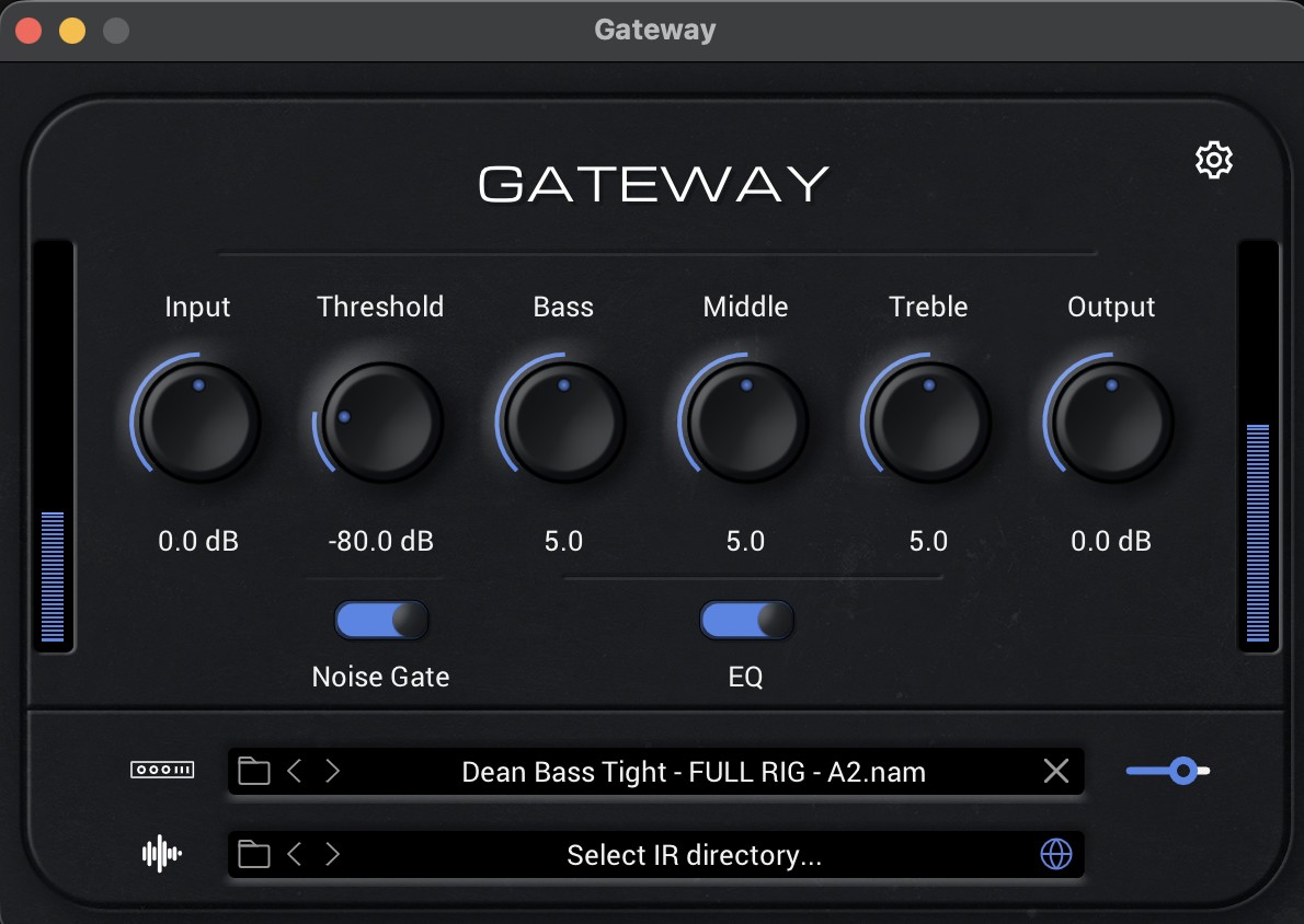 The Gateway Neural Amp Modeler plugin with Dean Bass Tight - FULL RIG - A2.nam loaded